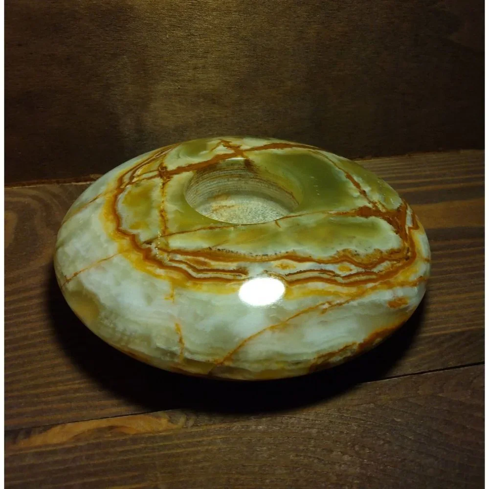 Onyx Tea Light Candle Holder Marble Disc